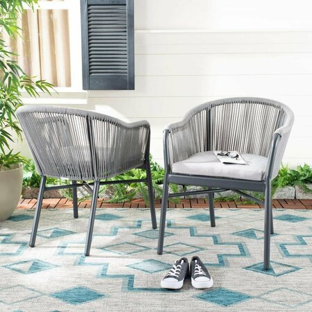 SAFAVIEH Outdoor Living Nicolo Rope Chair with Cushion - Grey, 2PK PAT4027A-SET2